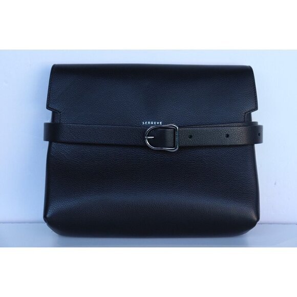 Senreve Women's Large Soft Black Cavalla Satchel Piccola Leather Clutch $1100 - Picture 12 of 13